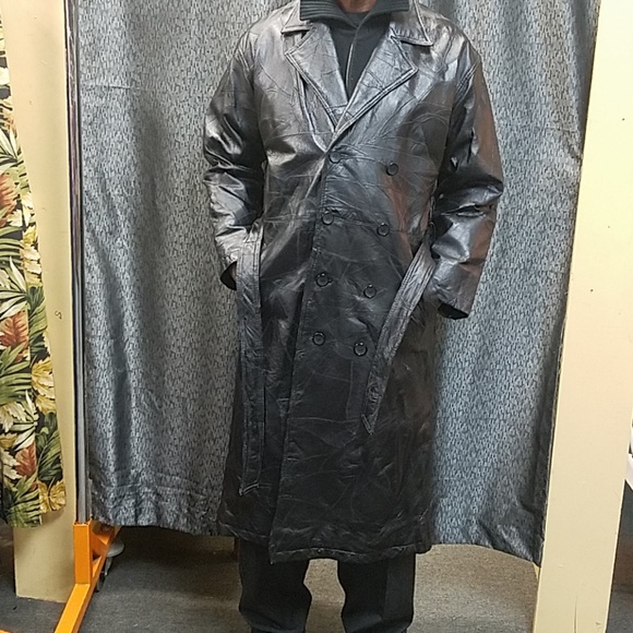 Genuine leather trench coat. Size XL - Picture 2 of 8